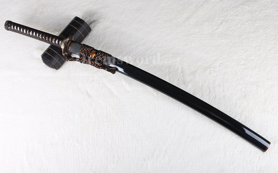 Fully handmade Clay Tempered Folded Steel katana Japanese samurai Sword full tang Unokubi-Zukuri battle ready Razor Sharp black