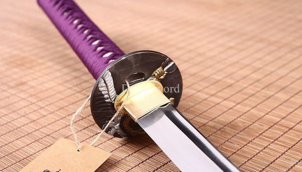 Handmade 9260 Spring Steel Katana Japanese Samurai Sword Sharp Blade Full Tang SHINOGI-ZUKURI Purple