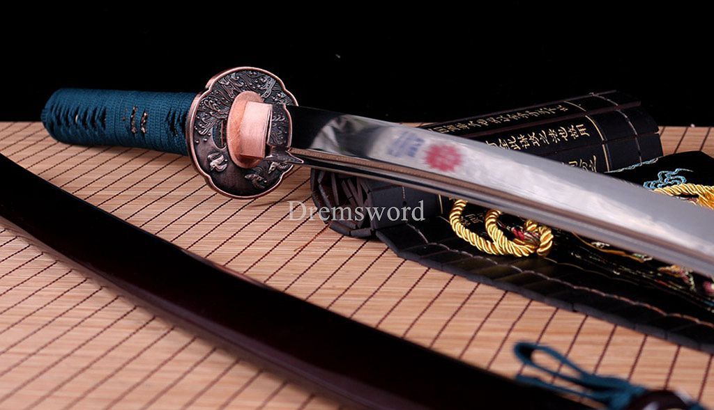 Handmade 9260 Spring Steel Katana Japanese Samurai Functional Sword Full Tang SHINOGI-ZUKURI Blue