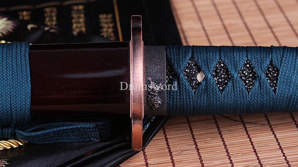 Handmade 9260 Spring Steel Katana Japanese Samurai Functional Sword Full Tang SHINOGI-ZUKURI Blue