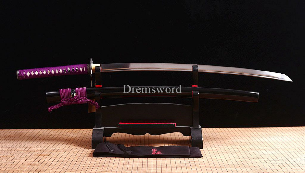 Handmade 9260 Spring Steel Katana Japanese Samurai Sword Sharp Blade Full Tang SHINOGI-ZUKURI Purple