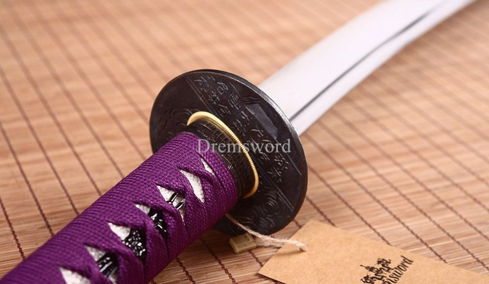 Handmade 9260 Spring Steel Katana Japanese Samurai Sword Sharp Blade Full Tang SHINOGI-ZUKURI Purple