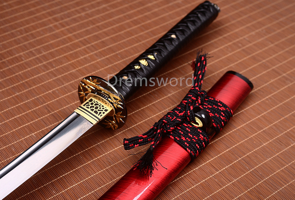 Handmade 9260 Spring Steel Katana Japanese Samurai Sword Sharp Battle Ready Shinogi-Zukuri Red