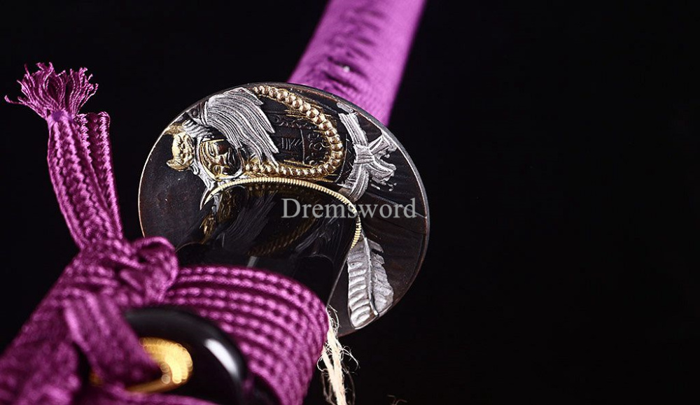 Handmade 9260 Spring Steel Katana Japanese Samurai Sword Sharp Blade Full Tang SHINOGI-ZUKURI Purple