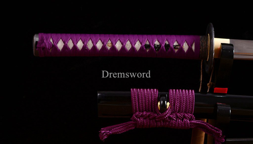 Handmade 9260 Spring Steel Katana Japanese Samurai Sword Sharp Blade Full Tang SHINOGI-ZUKURI Purple