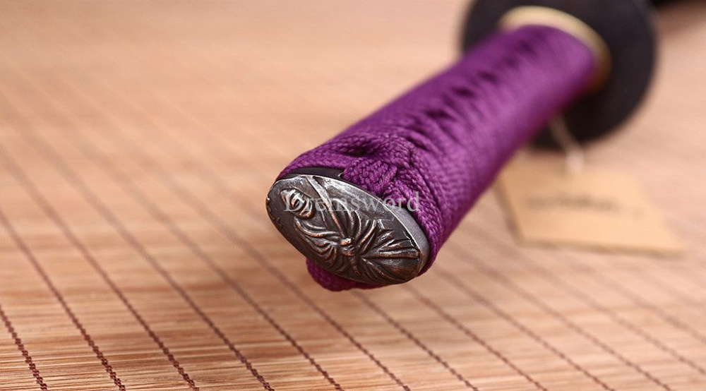 Handmade 9260 Spring Steel Katana Japanese Samurai Sword Sharp Blade Full Tang SHINOGI-ZUKURI Purple