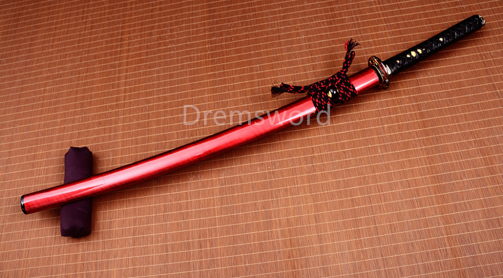 Handmade 9260 Spring Steel Katana Japanese Samurai Sword Sharp Battle Ready Shinogi-Zukuri Red