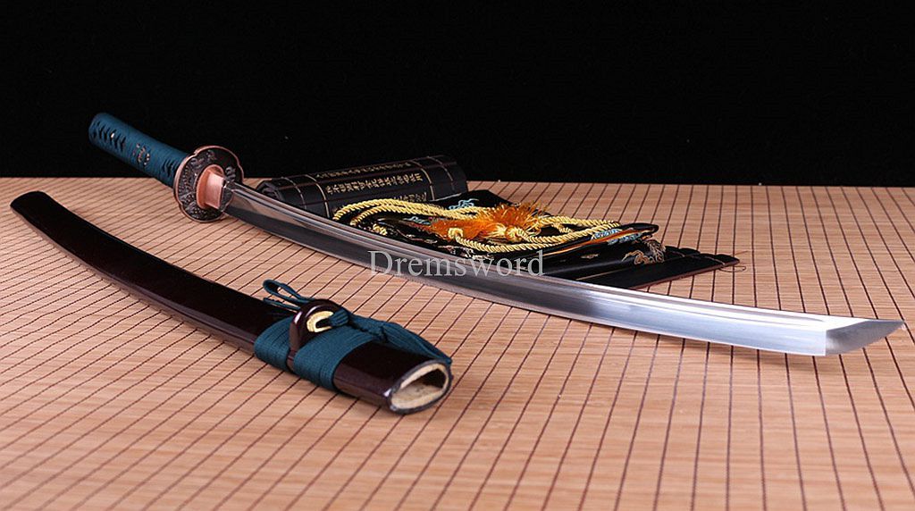 Handmade 9260 Spring Steel Katana Japanese Samurai Functional Sword Full Tang SHINOGI-ZUKURI Blue