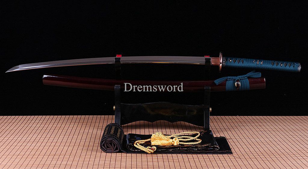 Handmade 9260 Spring Steel Katana Japanese Samurai Functional Sword Full Tang SHINOGI-ZUKURI Blue