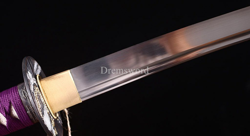 Handmade 9260 Spring Steel Katana Japanese Samurai Sword Sharp Blade Full Tang SHINOGI-ZUKURI Purple