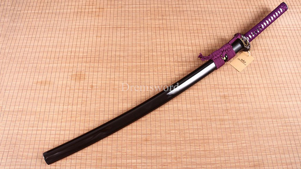 Handmade 9260 Spring Steel Katana Japanese Samurai Sword Sharp Blade Full Tang SHINOGI-ZUKURI Purple