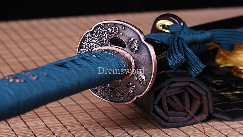 Handmade 9260 Spring Steel Katana Japanese Samurai Functional Sword Full Tang SHINOGI-ZUKURI Blue