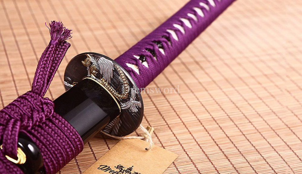 Handmade 9260 Spring Steel Katana Japanese Samurai Sword Sharp Blade Full Tang SHINOGI-ZUKURI Purple
