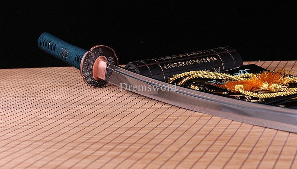 Handmade 9260 Spring Steel Katana Japanese Samurai Functional Sword Full Tang SHINOGI-ZUKURI Blue