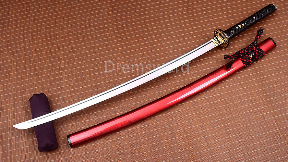 Handmade 9260 Spring Steel Katana Japanese Samurai Sword Sharp Battle Ready Shinogi-Zukuri Red