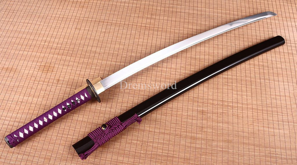 Handmade 9260 Spring Steel Katana Japanese Samurai Sword Sharp Blade Full Tang SHINOGI-ZUKURI Purple