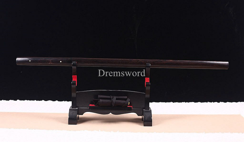 Honsanmai Clay Tempered Shikomizue Japanese Samurai Shirasaya Sword Ebony Saya Kamasu Kissaki KIRIHA-ZUKURI full Tang