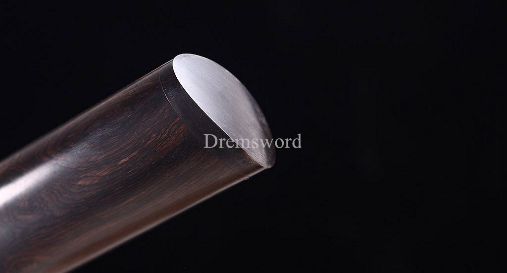 Honsanmai Clay Tempered Shikomizue Japanese Samurai Shirasaya Sword Ebony Saya Kamasu Kissaki KIRIHA-ZUKURI full Tang