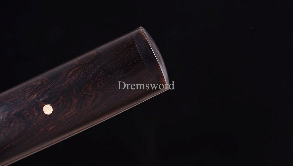 Honsanmai Clay Tempered Shikomizue Japanese Samurai Shirasaya Sword Ebony Saya Kamasu Kissaki KIRIHA-ZUKURI full Tang
