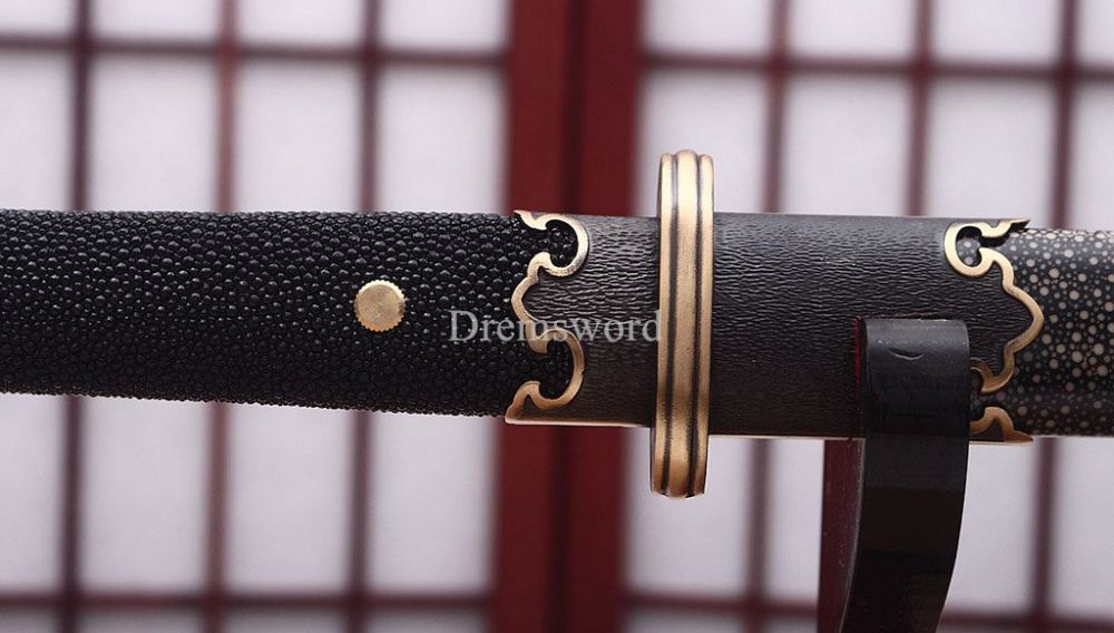 Handmade T10 Steel ClayTempered Tang Dao Traditional Chinese Functional Sword Kamasu Kissaki KIRIHA-ZUKURI battle ready sharp Black