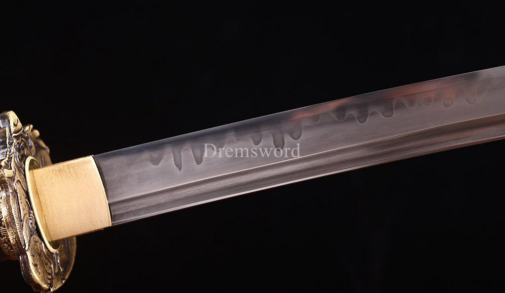 T10 Steel Clay Tempered Abrasive Katana Japanese Samurai Functional Sword Sharp Shinogi-Zukuri battle ready sharp Black