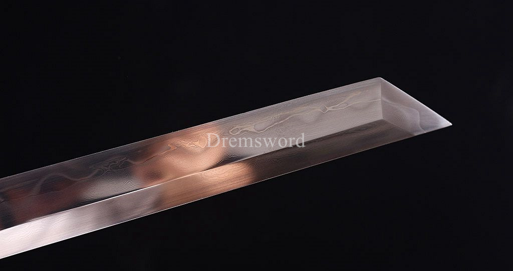 Honsanmai Clay Tempered Shikomizue Japanese Samurai Shirasaya Sword Ebony Saya Kamasu Kissaki KIRIHA-ZUKURI full Tang