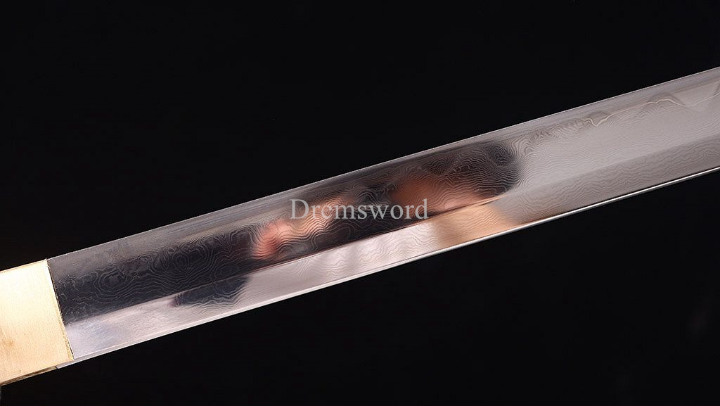 Honsanmai Clay Tempered Shikomizue Japanese Samurai Shirasaya Sword Ebony Saya Kamasu Kissaki KIRIHA-ZUKURI full Tang