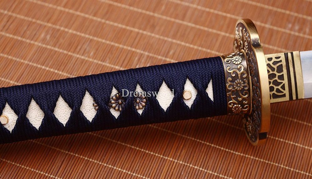 Folded Steel Clay Tempered Katana Hand Abrasive Japanese Samurai Sword Sharp New Shinogi-Zukuri Black