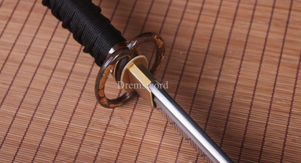 Handmade Folded Steel Clay Tempered Katana Japanese Samurai Sword Battle Ready Shinogi-Zukuri Black