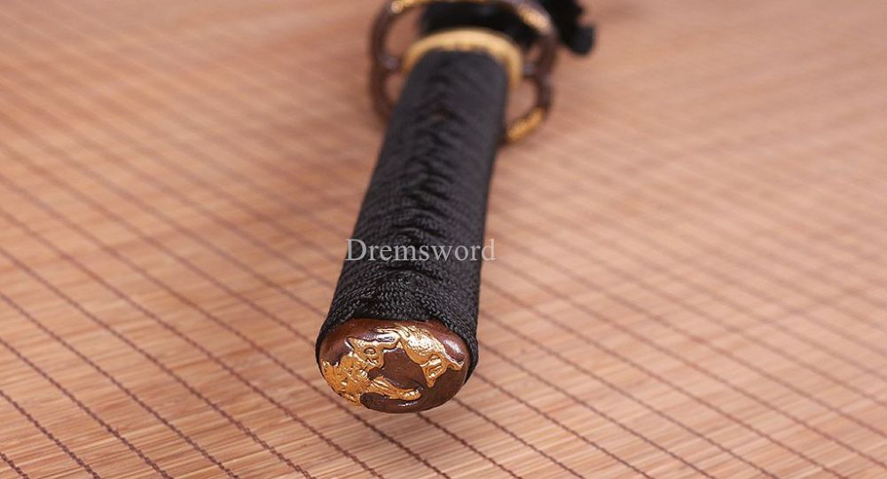 Handmade Folded Steel Clay Tempered Katana Japanese Samurai Sword Battle Ready Shinogi-Zukuri Black