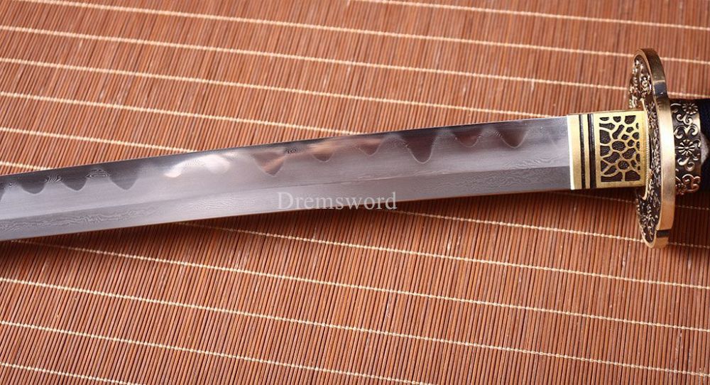 Folded Steel Clay Tempered Katana Hand Abrasive Japanese Samurai Sword Sharp New Shinogi-Zukuri Black