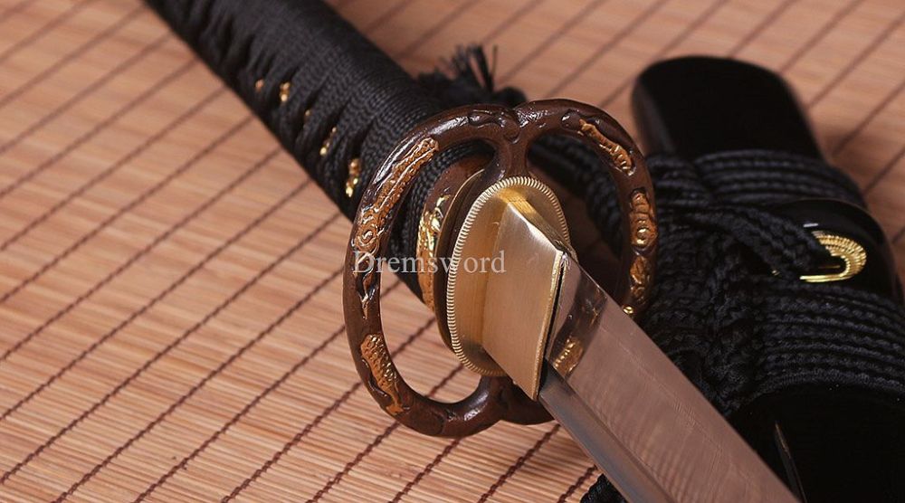 Handmade Folded Steel Clay Tempered Katana Japanese Samurai Sword Battle Ready Shinogi-Zukuri Black