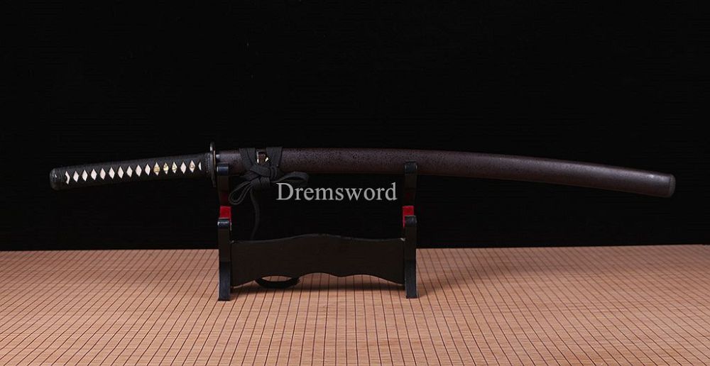 Folded steel Clay tempered Hadori-polishing Katana Japanese samurai real sword Shinogi-Zukuri Black