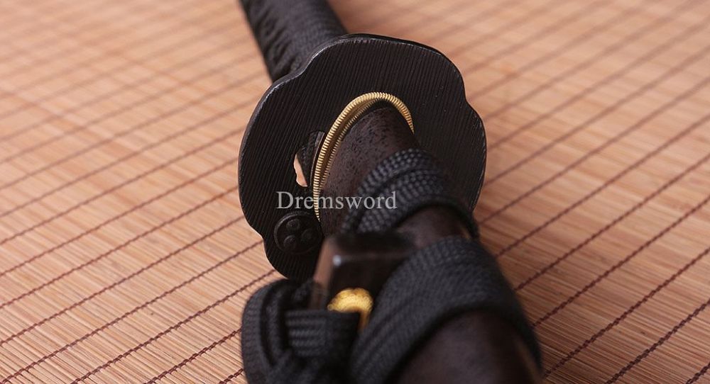Folded steel Clay tempered Hadori-polishing Katana Japanese samurai real sword Shinogi-Zukuri Black