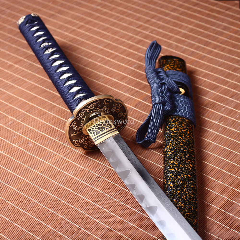 Folded Steel Clay Tempered Katana Hand Abrasive Japanese Samurai Sword Sharp New Shinogi-Zukuri Black