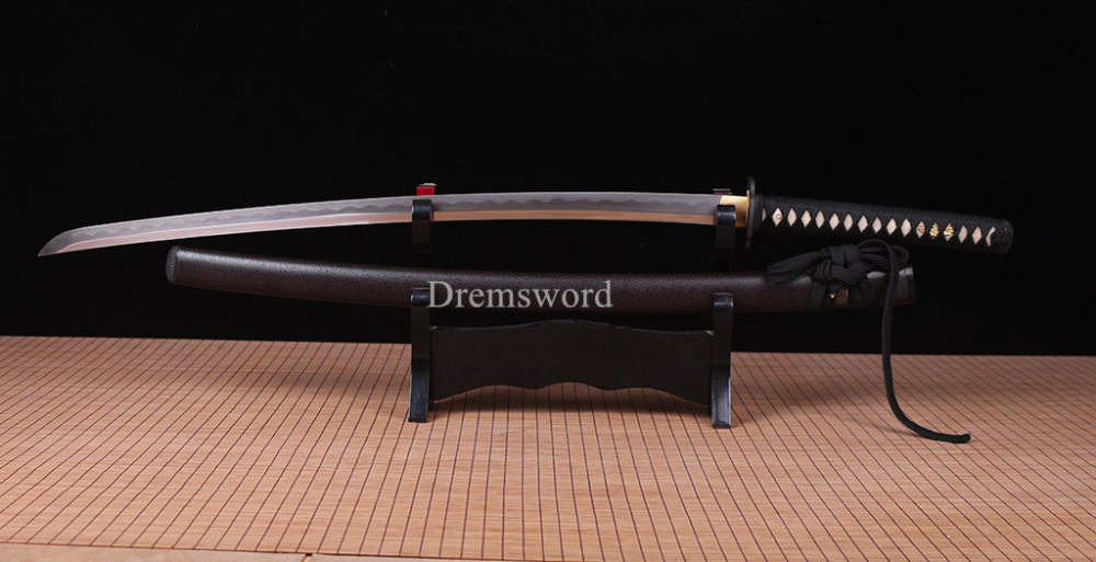Folded steel Clay tempered Hadori-polishing Katana Japanese samurai real sword Shinogi-Zukuri Black