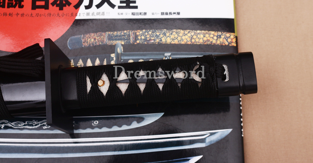 4Pcs T10 Steel Clay Tempered Ninjato Daisho Japanese Ninja Sword KAMASU Kissaki KIRIHA-ZUKURI battle ready sharp Black and White