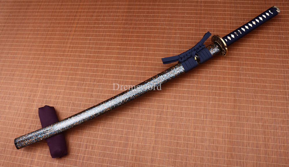 Folded Steel Clay Tempered Katana Hand Abrasive Japanese Samurai Sword Sharp New Shinogi-Zukuri Black
