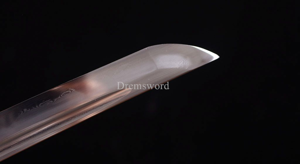 Folded Steel Clay Tempered Katana Japanese Samurai Real Sword Sharp Battle Ready Shinogi-Zukuri Green