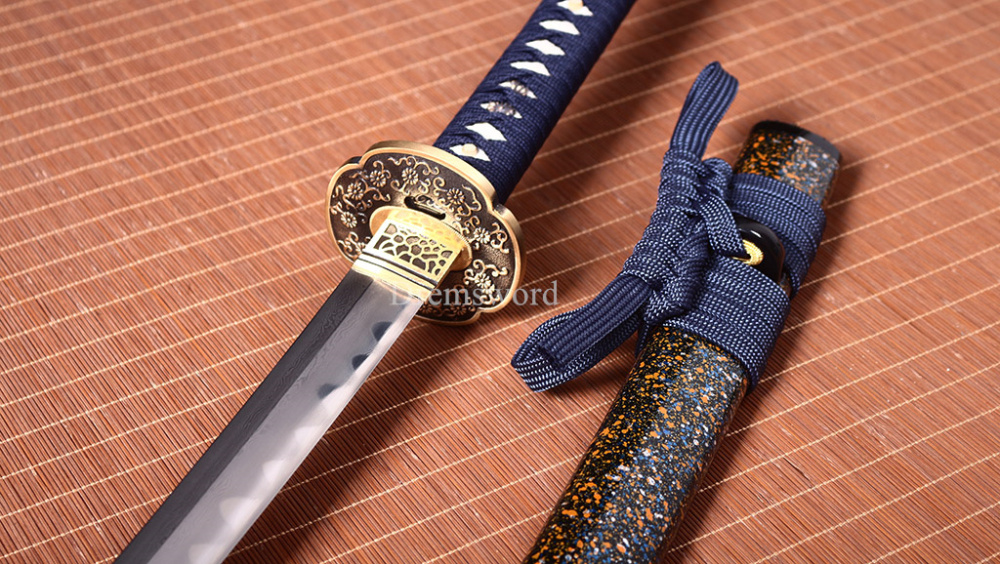 Folded Steel Clay Tempered Katana Hand Abrasive Japanese Samurai Sword Sharp New Shinogi-Zukuri Black