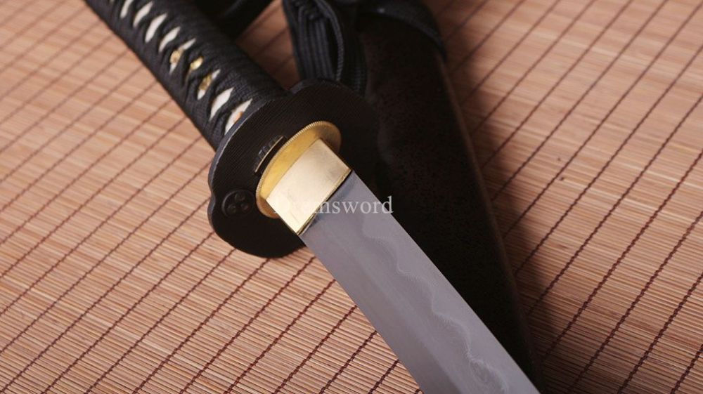 Folded steel Clay tempered Hadori-polishing Katana Japanese samurai real sword Shinogi-Zukuri Black