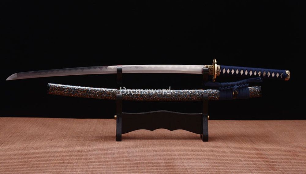 Folded Steel Clay Tempered Katana Hand Abrasive Japanese Samurai Sword Sharp New Shinogi-Zukuri Black