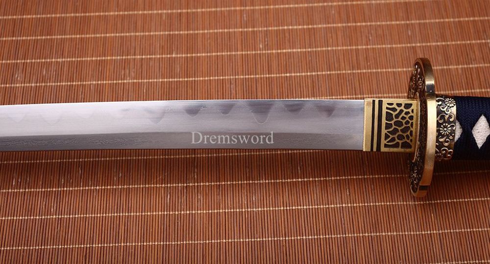 Folded Steel Clay Tempered Katana Hand Abrasive Japanese Samurai Sword Sharp New Shinogi-Zukuri Black