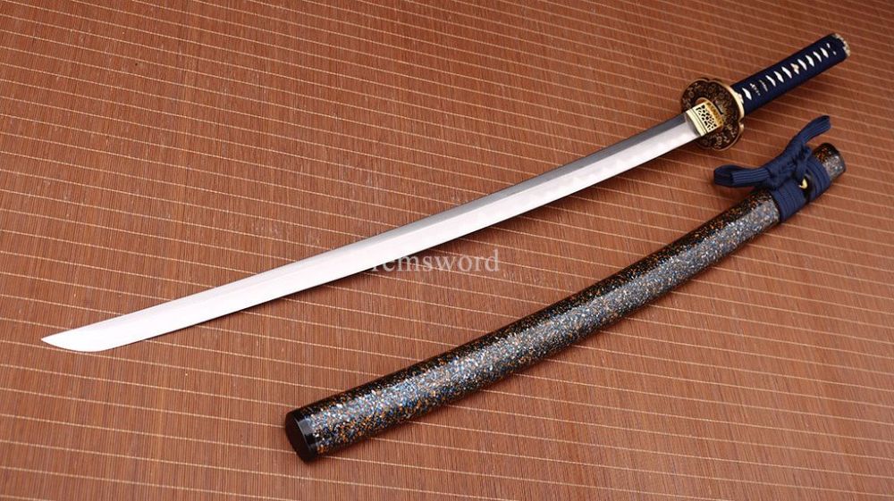 Folded Steel Clay Tempered Katana Hand Abrasive Japanese Samurai Sword Sharp New Shinogi-Zukuri Black