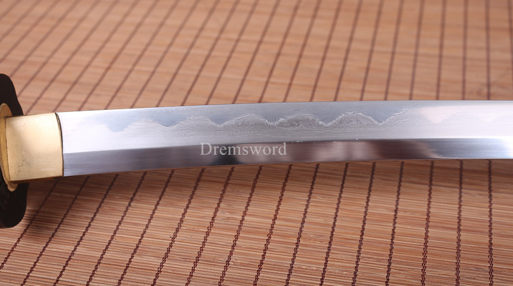 Folded steel Clay tempered Hadori-polishing Katana Japanese samurai real sword Shinogi-Zukuri Black