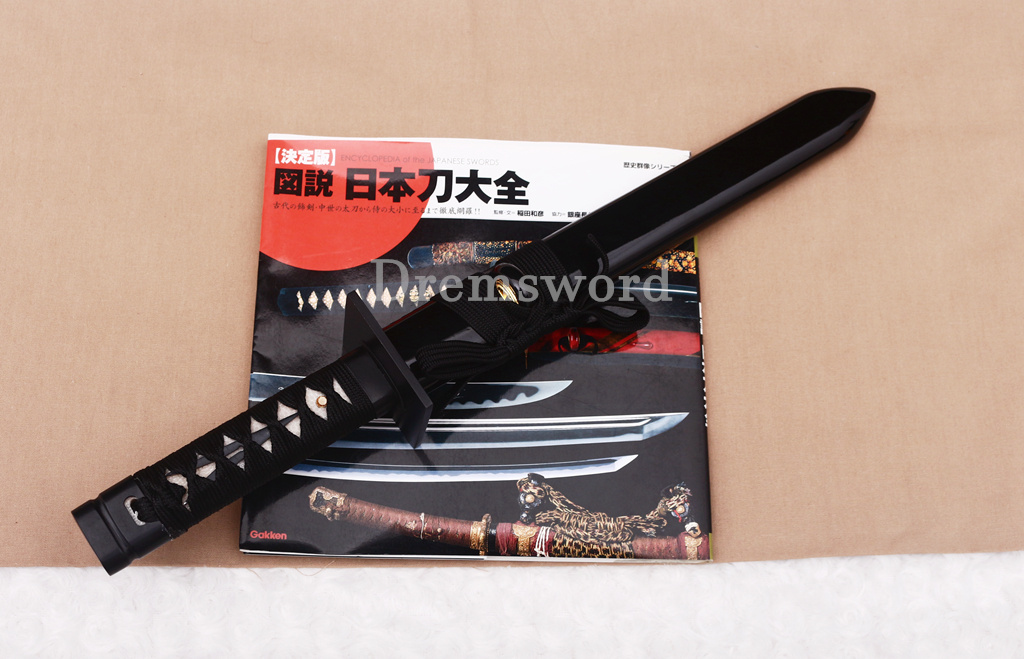 19" Black T10 Clay Tempered Ninjato Tanto Japanese Ninja Sword KAMASU Kissaki KIRIHA-ZUKURI battle ready sharp Black
