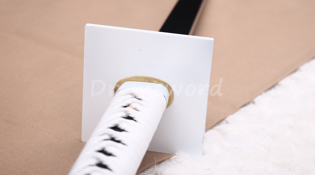 T10 Clay Tempered Hamon Ninjato Japanese Ninja Katana Sword KAMASU Kissaki KIRIHA-ZUKURI battle ready sharp White