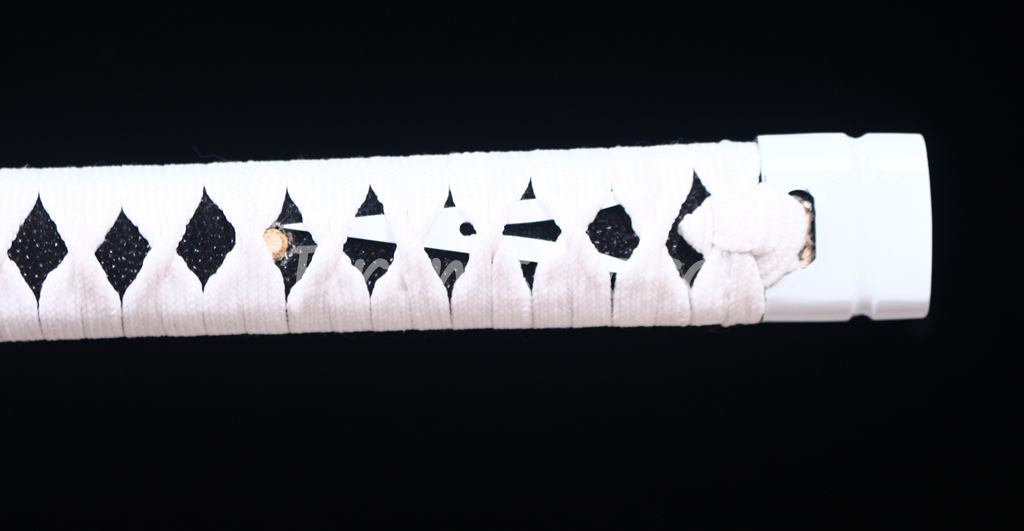 T10 Clay Tempered Hamon Ninjato Japanese Ninja Katana Sword KAMASU Kissaki KIRIHA-ZUKURI battle ready sharp White