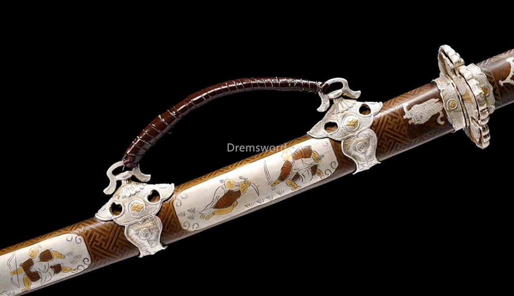 Japanese Tachi Battle Ready samurai Sword Folded Steel Clay Tempered full tang Razor Sharp twisted shaped texture Shinogi-Zukuri Coffee