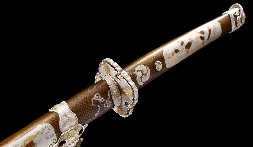 Japanese Tachi Battle Ready samurai Sword Folded Steel Clay Tempered full tang Razor Sharp twisted shaped texture Shinogi-Zukuri Coffee
